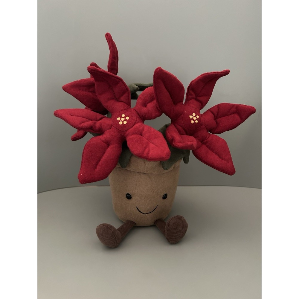 Jellycat Retired 2022 Amuseables Poinsettia Flower Plant Red Holiday Xmas Plush